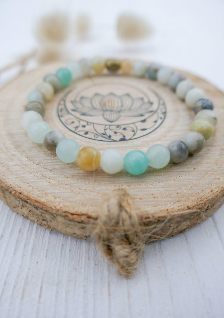 Bracelet Enfant Amazonite Véritable 6 Mm – Bracelet Pierre Naturelle Bouddha Extensible 13-15 Cm
