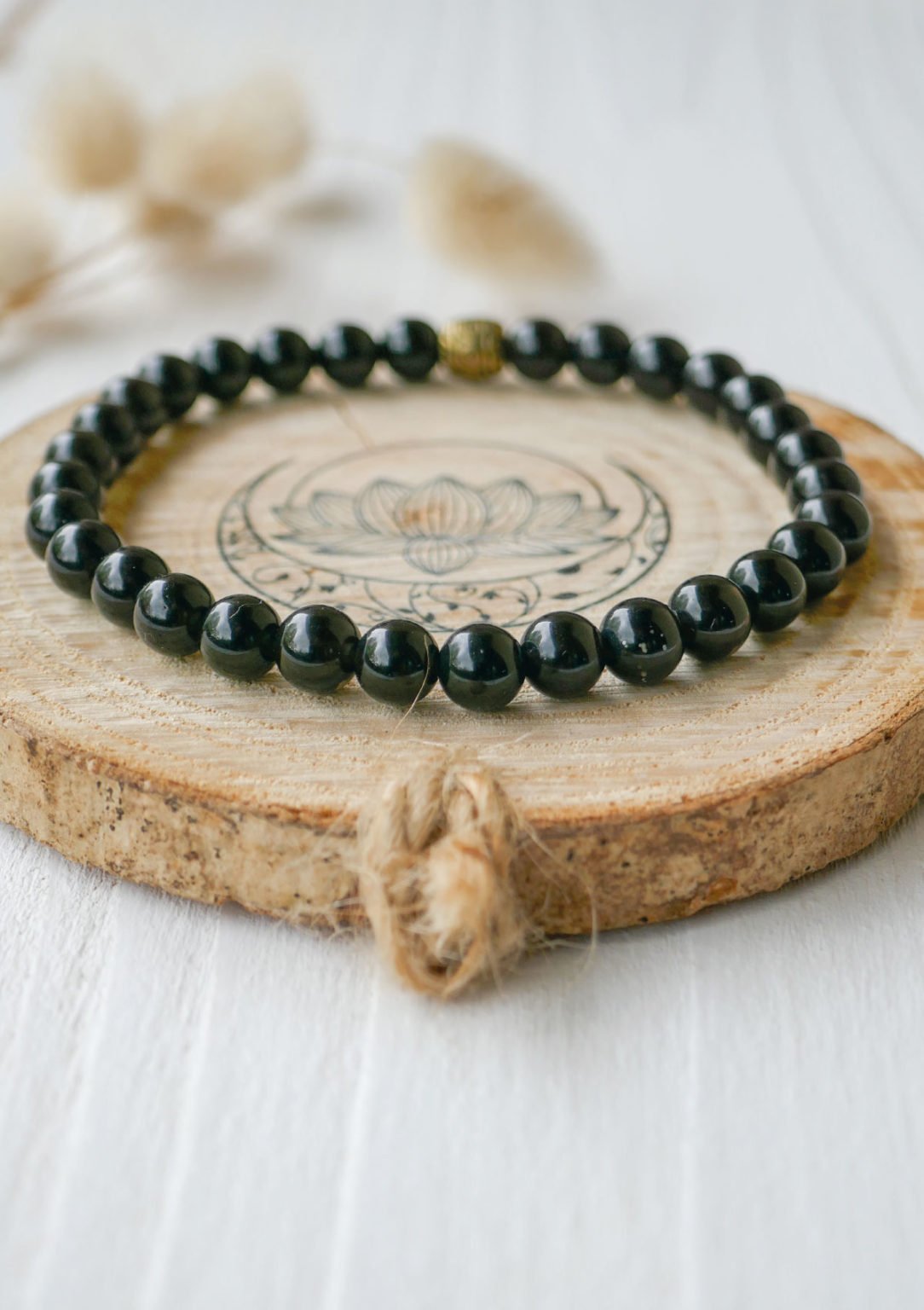 Bracelet Perles Obsidienne Noire - Fait Main, Taille Sur Mesure - Homme Ou Femme